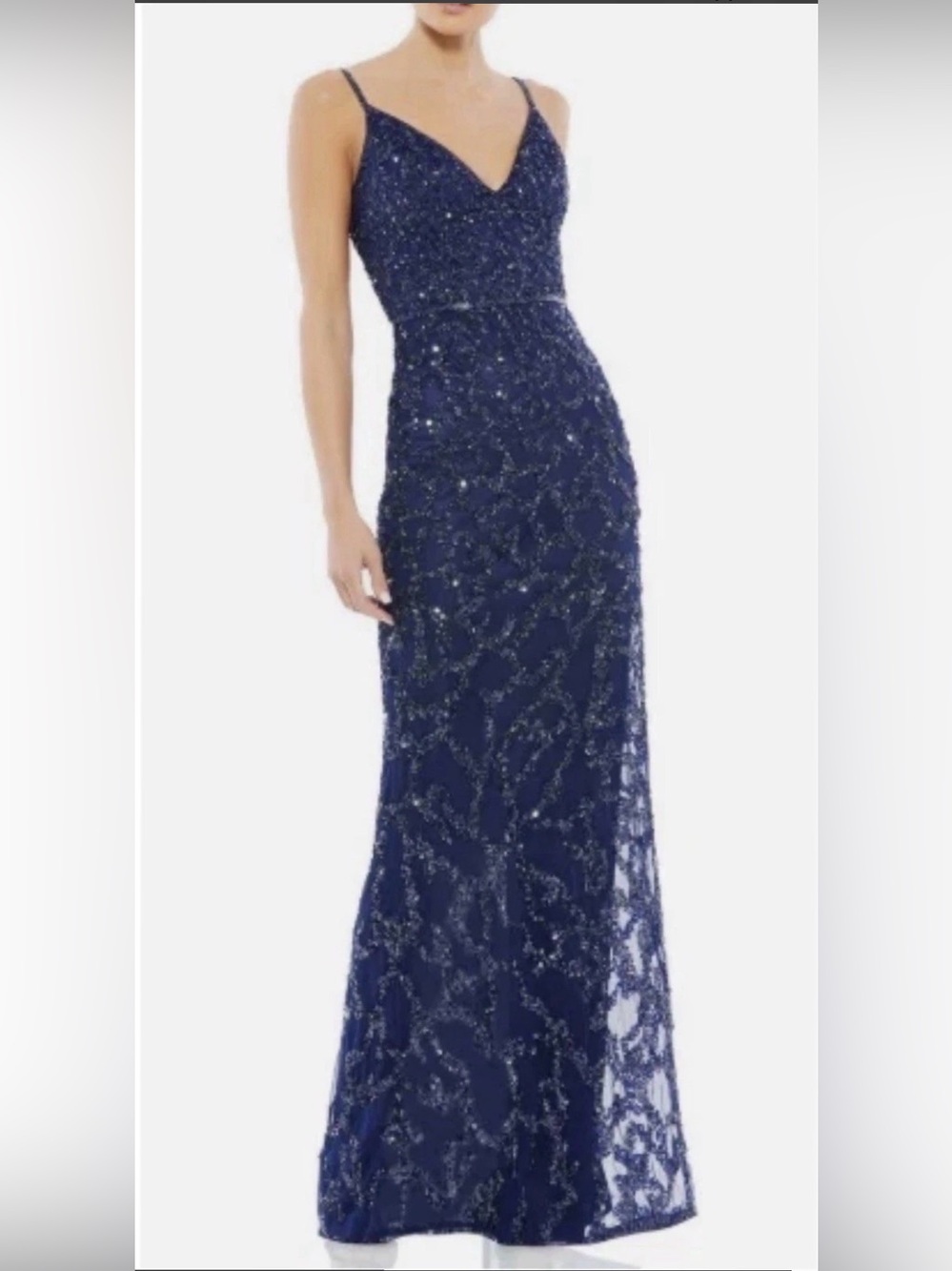 Mac Duggal Midnight Sequins Embellished  Sleeveless Column Size 8 New